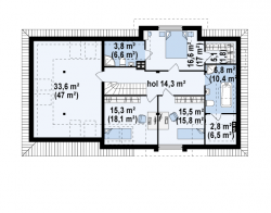 Проект Z171. Функциональный дом с мансардой, гаражом и дополнительной комнатой. 275 м2