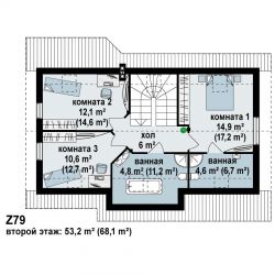 Проект Z79. Небольшой домик с чудесной мансардой. 138 м2